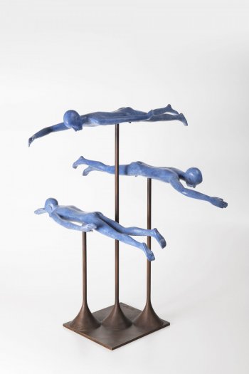 2018, vzduchoplavci-Snílci, Bronz, 58 cm, 2018, Flying Dreamer, Bronze, 58 cm